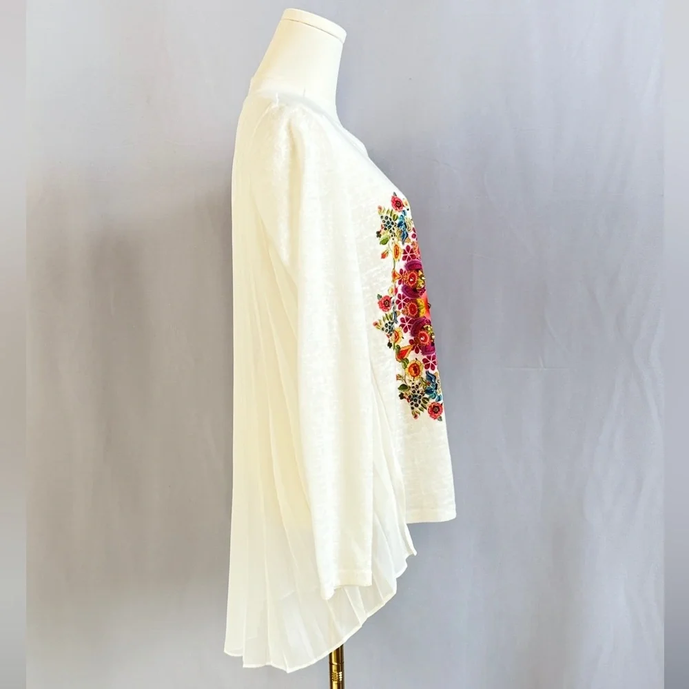 Desigual Women's White Top with Colorful Floral Design Size Small - Picture 4 of 8